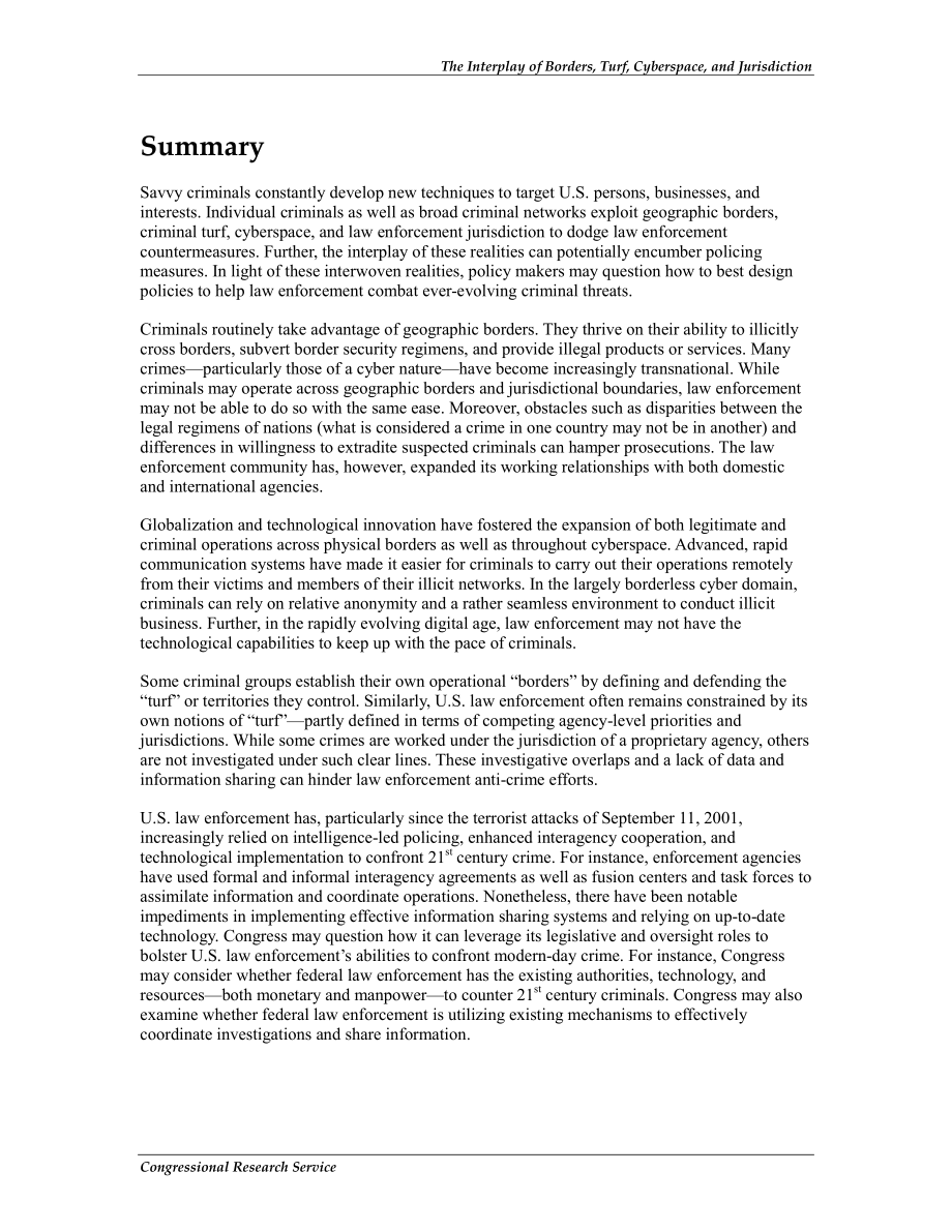 [20130117]R41927_边界、地盘、网络空间和管辖权的相互作用：美国执法部门面临的问题.pdf_第2页