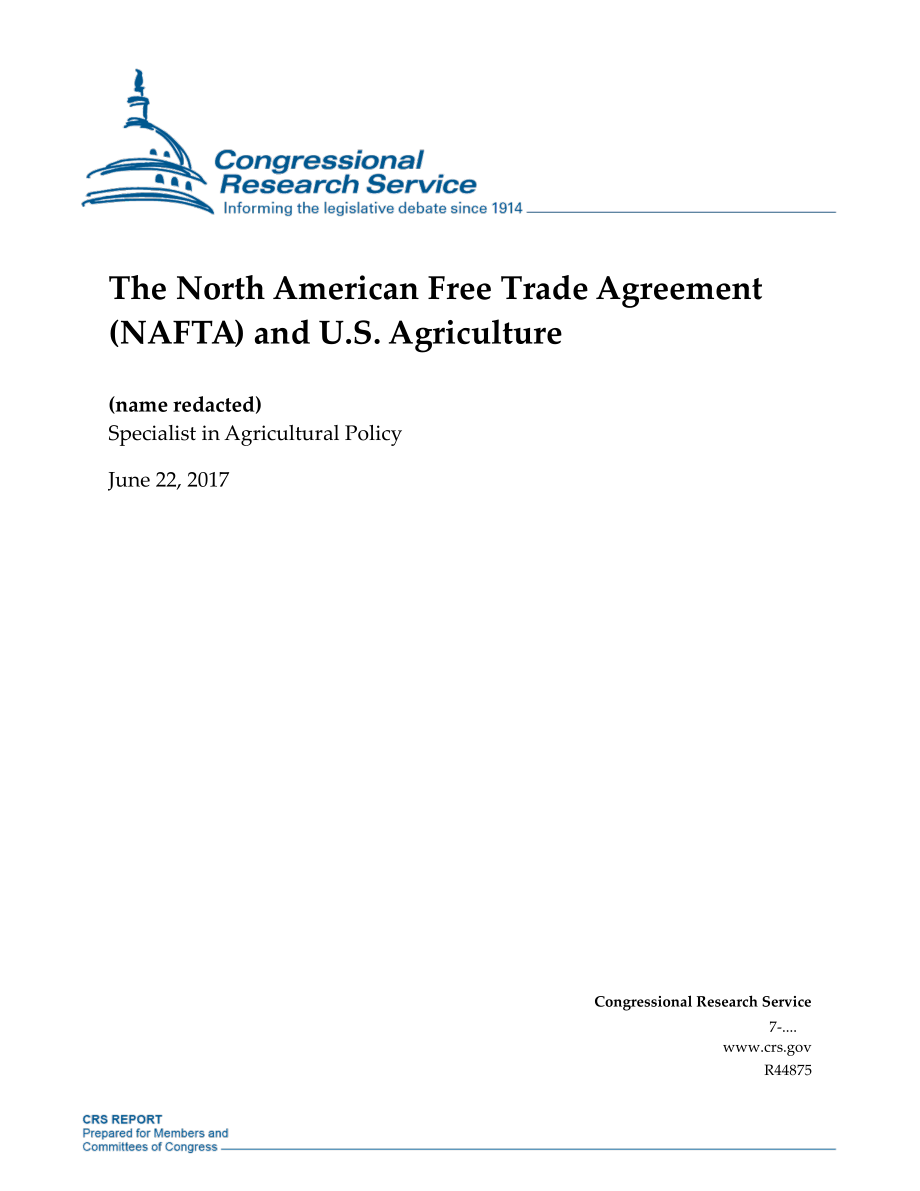 [20170622]R44875_北美自由贸易协定（NAFTA）与美国农业.pdf_第1页