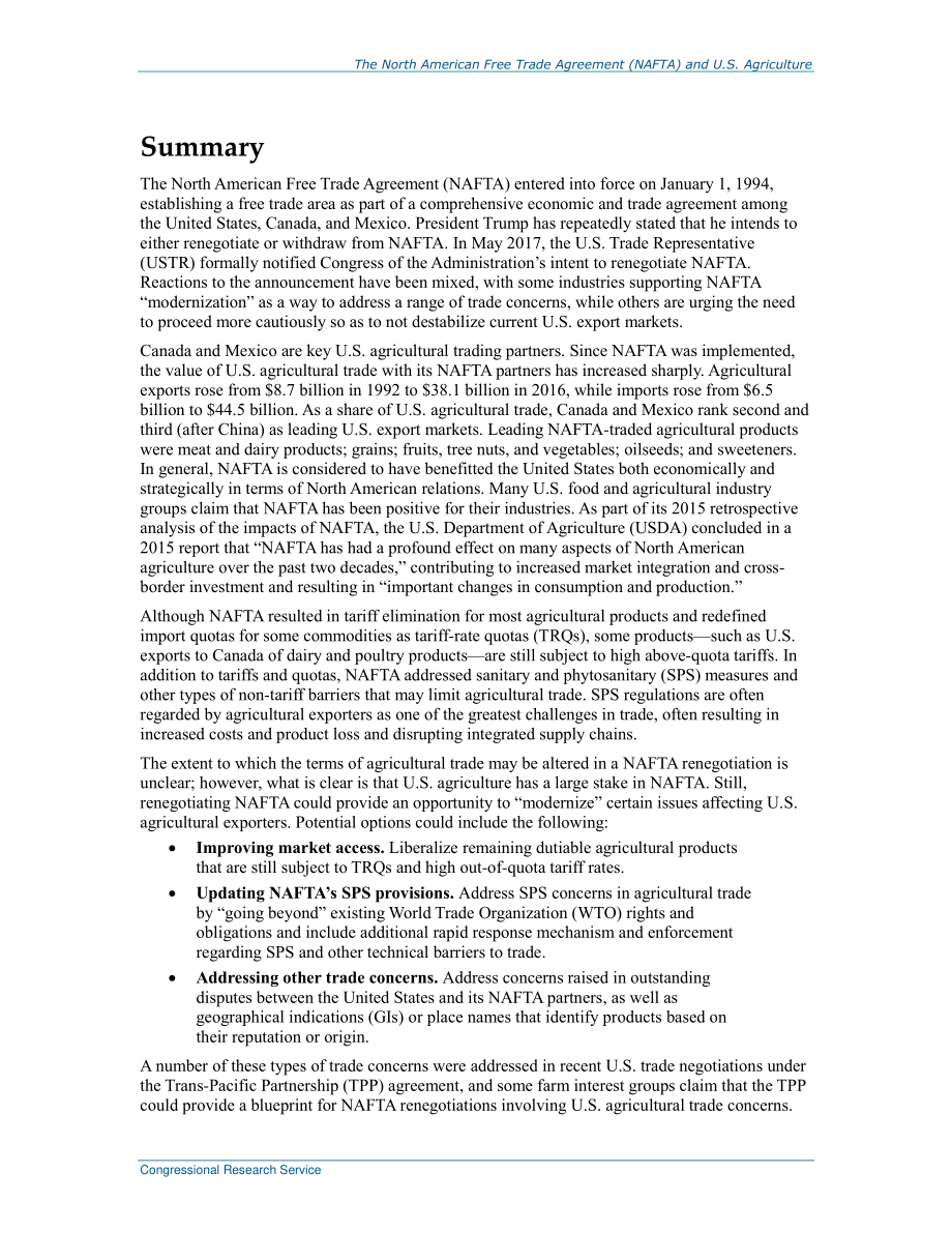 [20170622]R44875_北美自由贸易协定（NAFTA）与美国农业.pdf_第2页