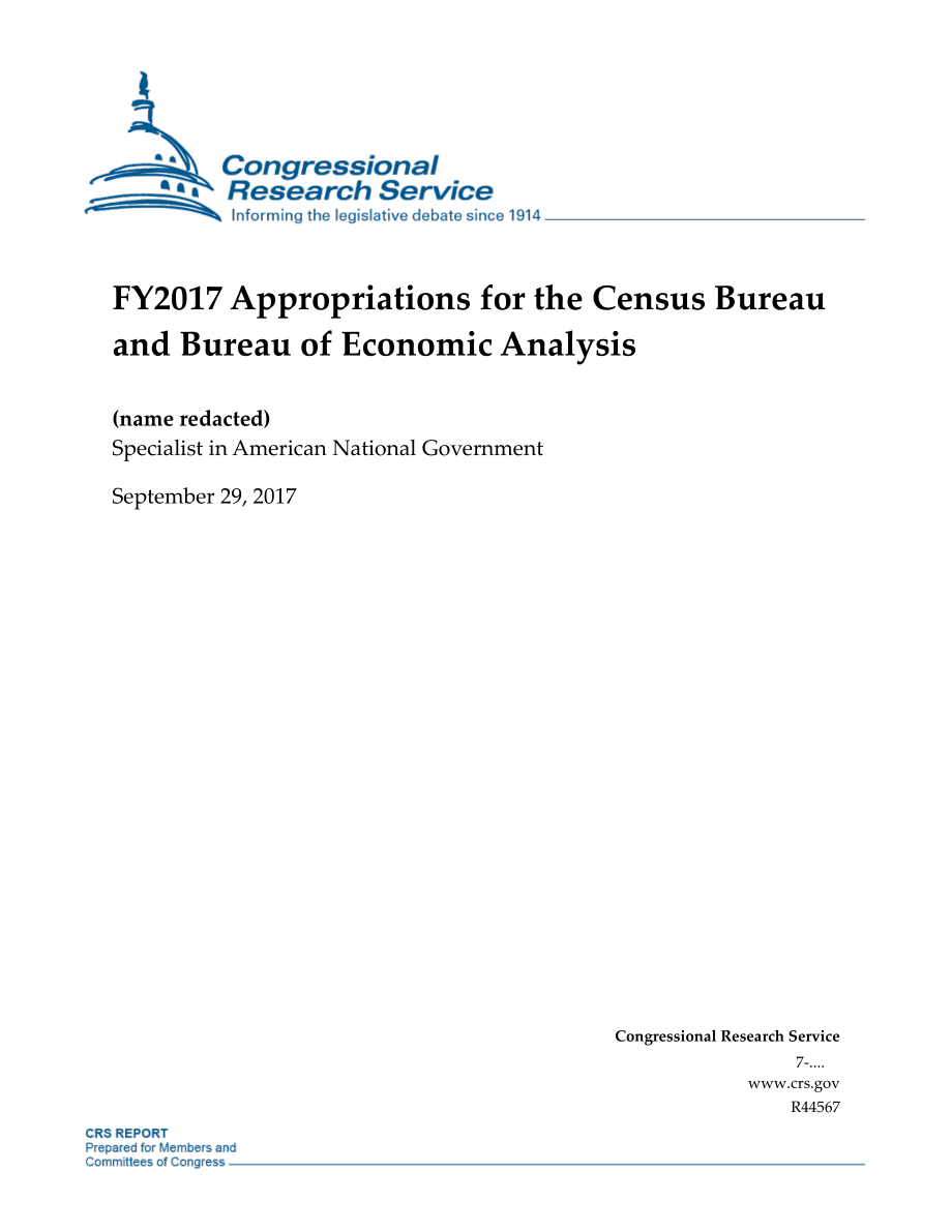 [20170929]R44567_2017财年人口普查局和经济分析局拨款.pdf_第1页