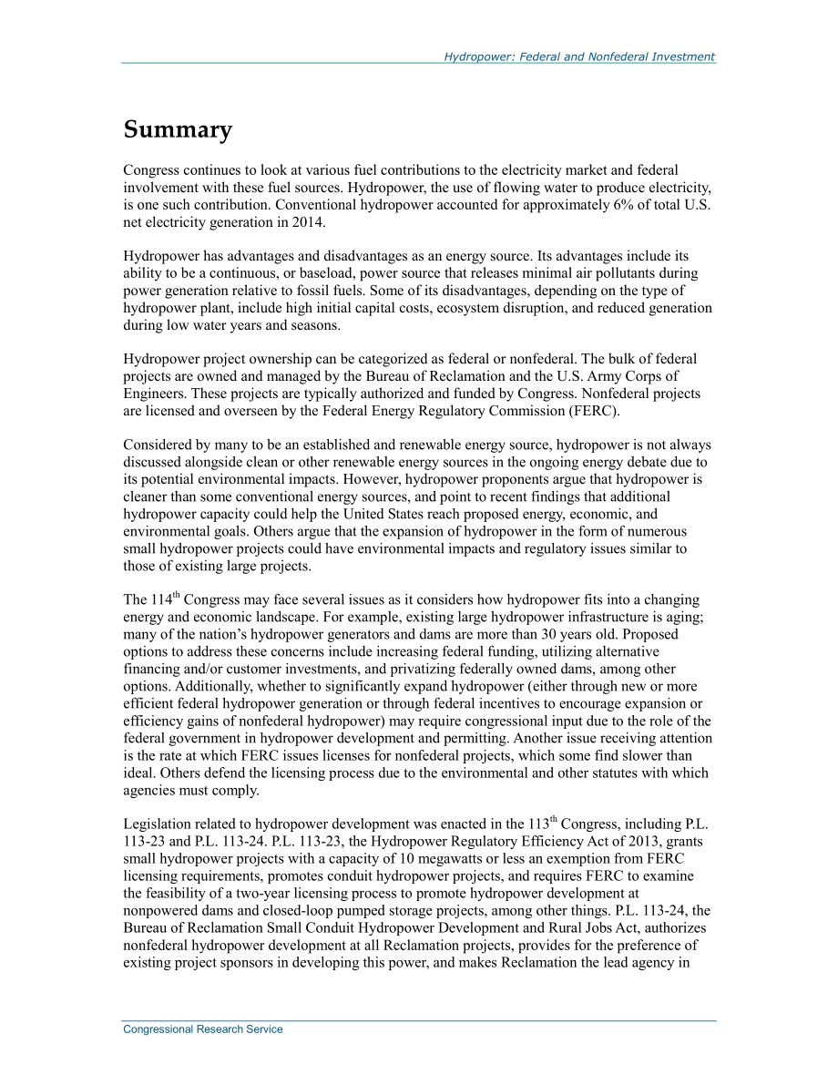 [20150707]R42579_水力发电：联邦和非联邦投资.pdf_第2页