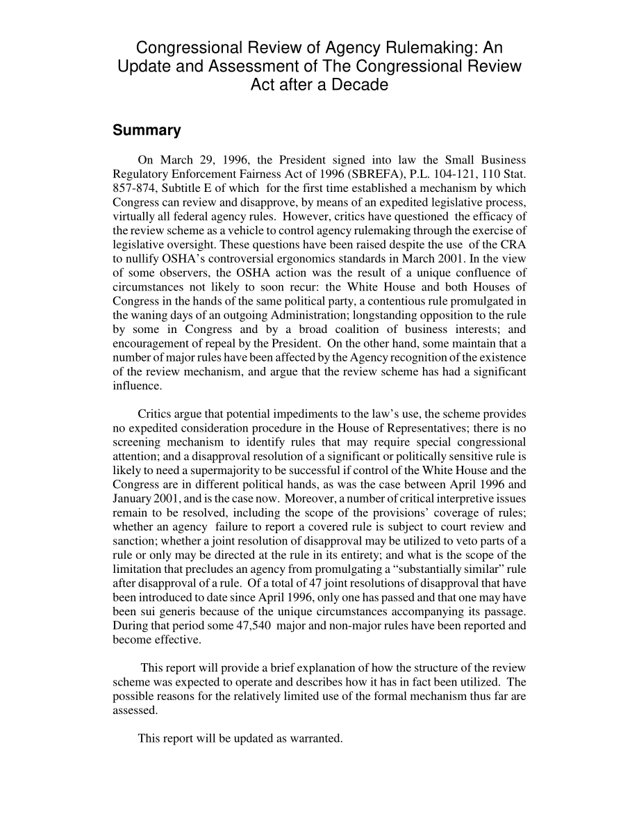 [20080508]RL30116_国会对机构规则制定的审查：十年后国会审查法案的更新和评估.pdf_第2页