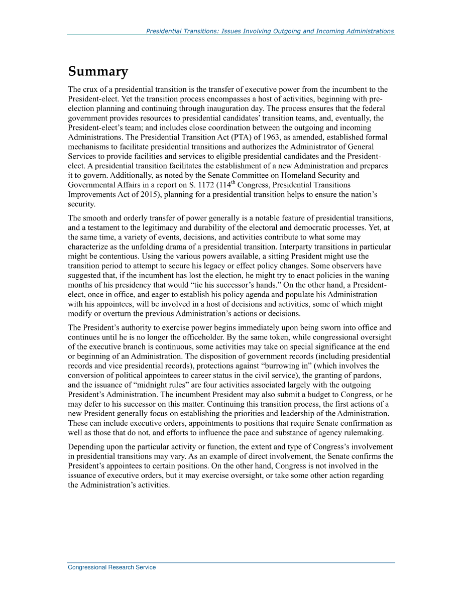 [20170517]RL34722_总统换届：涉及离任和新任行政部门的问题.pdf_第2页