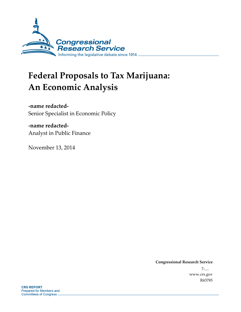 [20141113]R43785_联邦提议对大麻征税：经济分析.pdf_第1页
