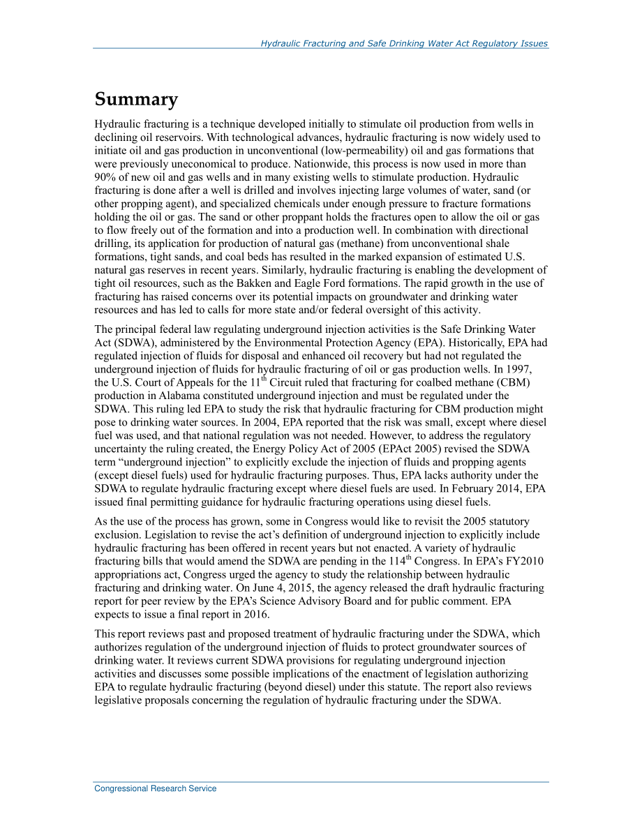 [20150713]R41760_水力压裂和安全饮用水法案监管问题.pdf_第2页