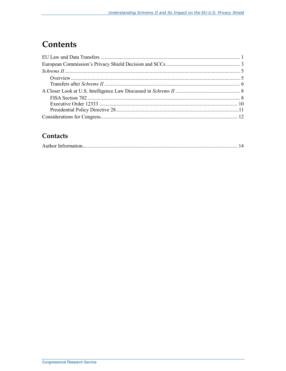 [20210317]R46724_欧盟数据传输要求和美国情报法：了解Schrems II及其对欧盟-美国隐私保护的影响.pdf_第3页