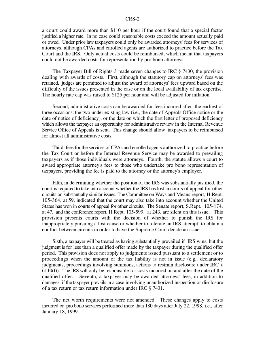 [19990309]RS20108_纳税人权利法案3：1998年税法第3部分：因国税局滥用职权而产生的律师费和损害赔偿.pdf_第2页
