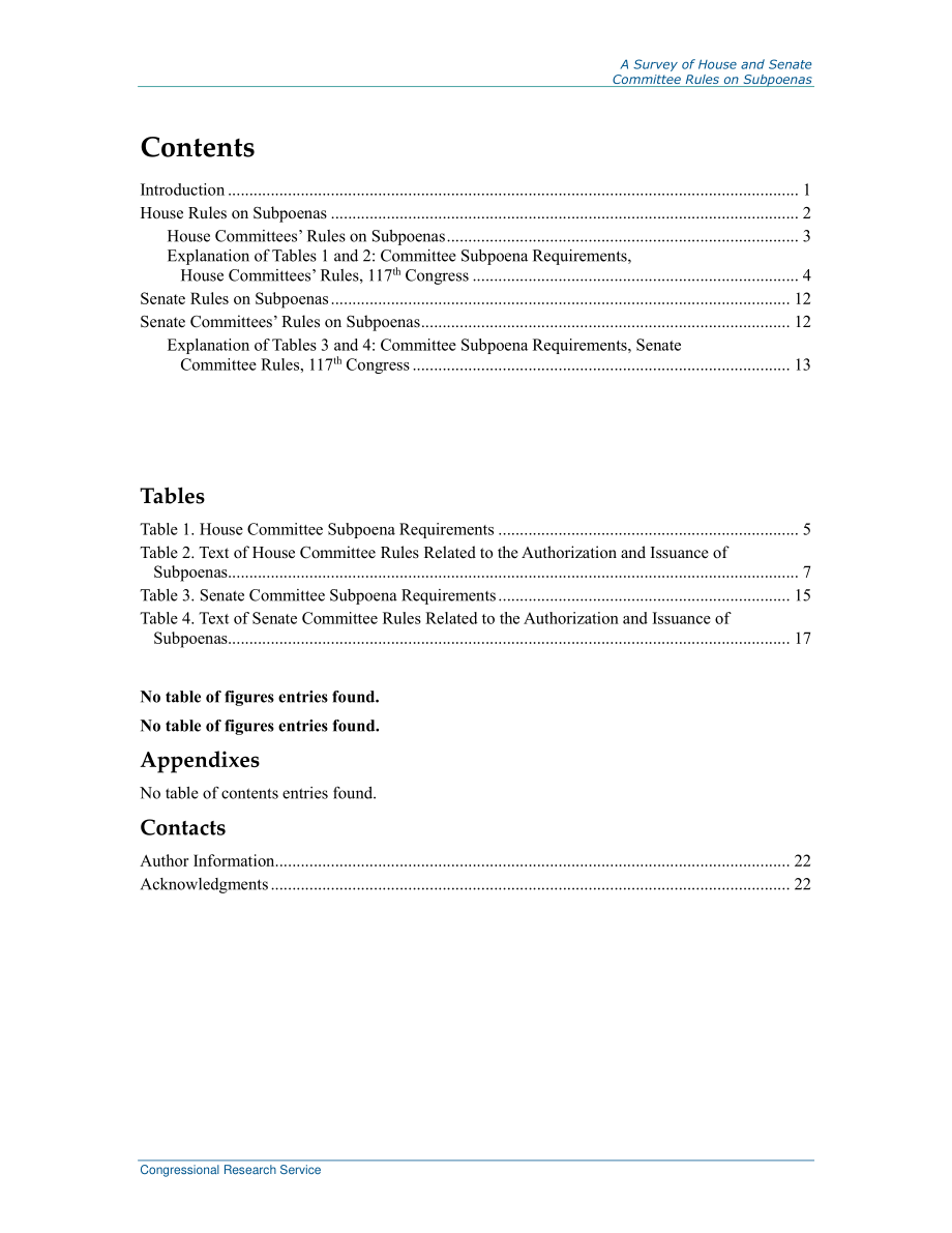 [20211112]R44247_众议院和参议院委员会传票规则调查.pdf_第3页