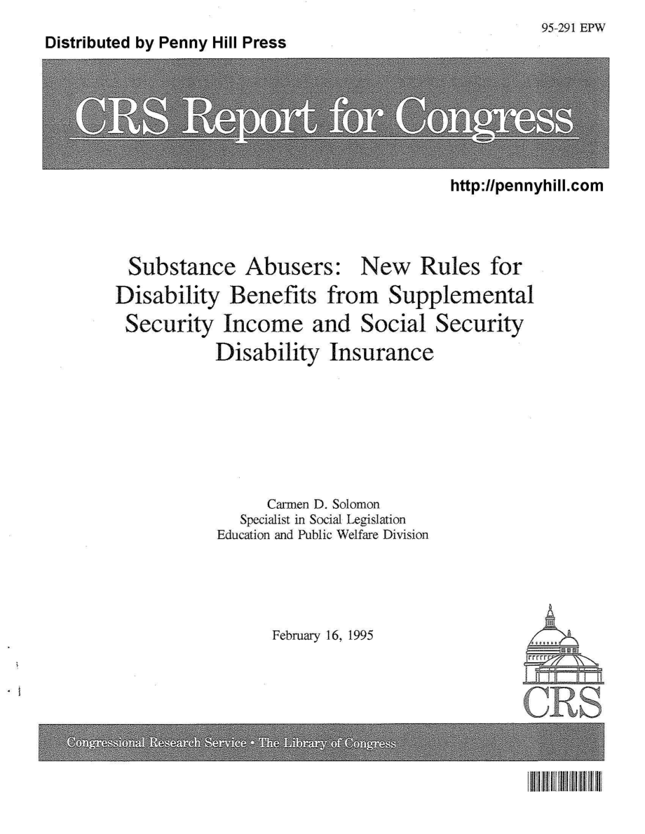 [19950216]95-291_药物滥用者：补充保障收入和社会保障残疾保险的残疾福利新规则.pdf_第1页
