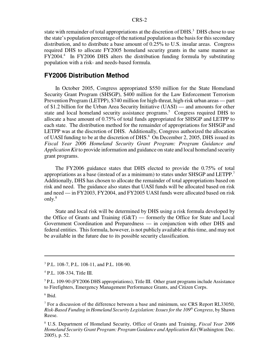 [20060728]RS22349_2006财年国土安全拨款分配公式：第109届大会议题.pdf_第2页