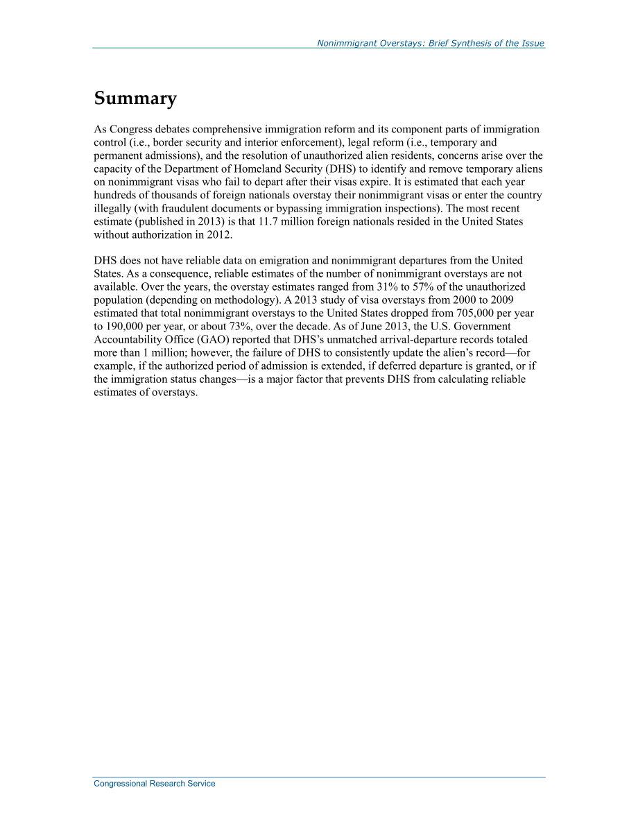 [20140122]RS22446_非移民逾期居留：问题的简要综合.pdf_第2页