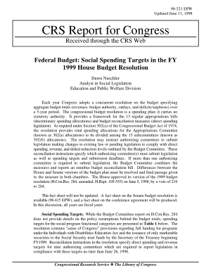 [19980611]98-521EPW_联邦预算： Social Spending Targets in the FY 1999 House Budget Resolution.pdf