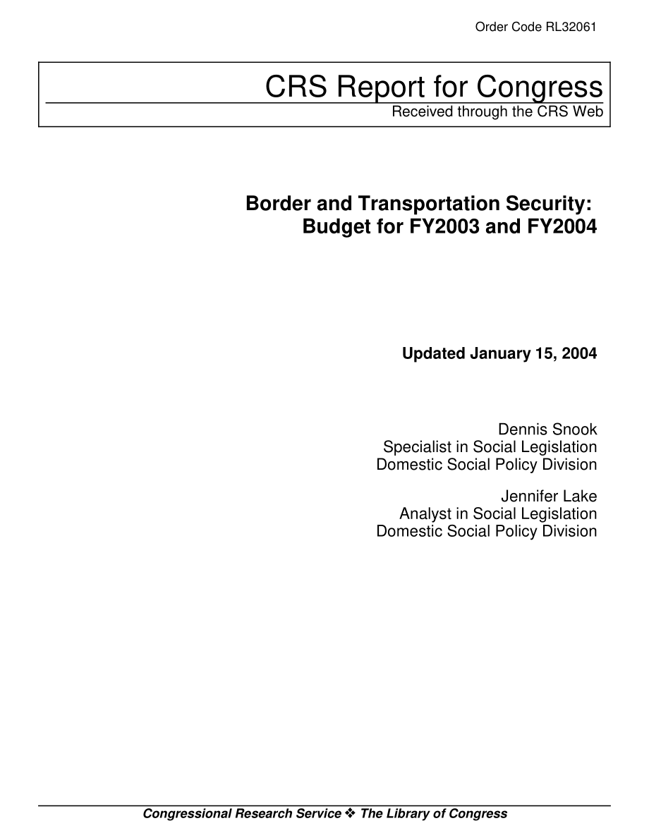 [20040115]RL32061_边境和运输安全：2003财年和2004财年预算.pdf_第1页