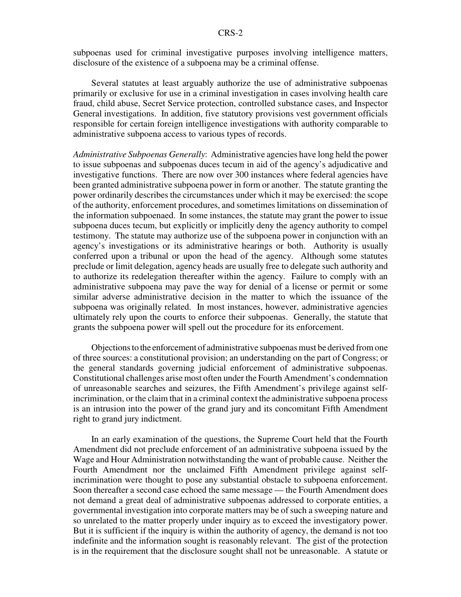 [20050415]RS22122_刑事和情报调查中的行政传票和国家安全信函：草图.pdf_第2页
