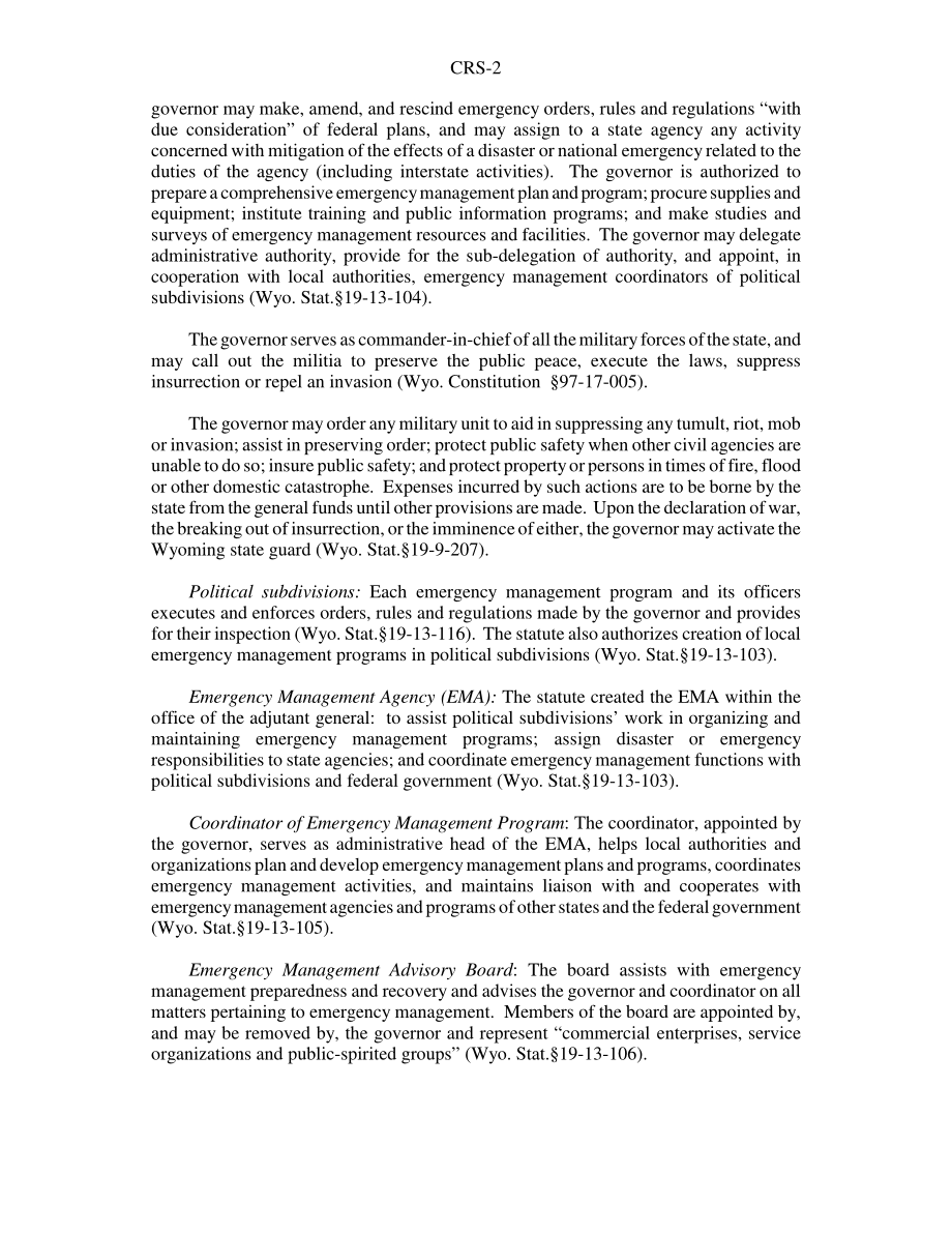 [20040903]RS21928_怀俄明州应急管理和国土安全法定机构总结.pdf_第2页