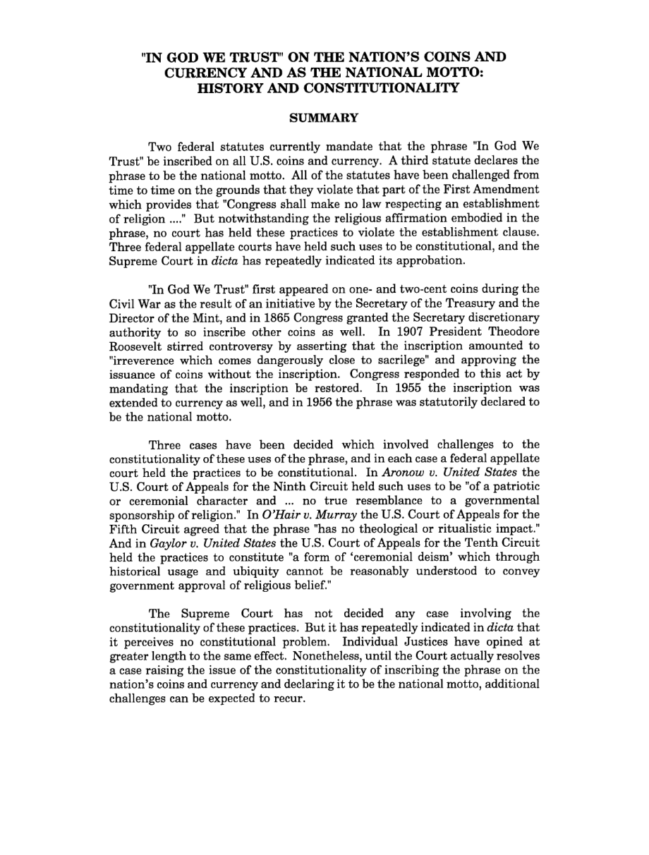 [19960710]96-609_“我们相信上帝”是国家的硬币和货币也是国家的座右铭：历史与宪政.pdf_第2页