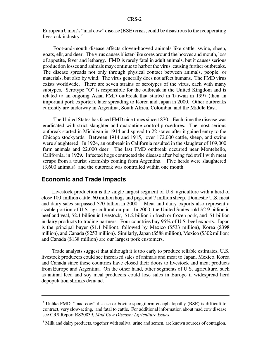 [20010416]RS20890_口蹄疫：对美国农业的威胁.pdf_第2页