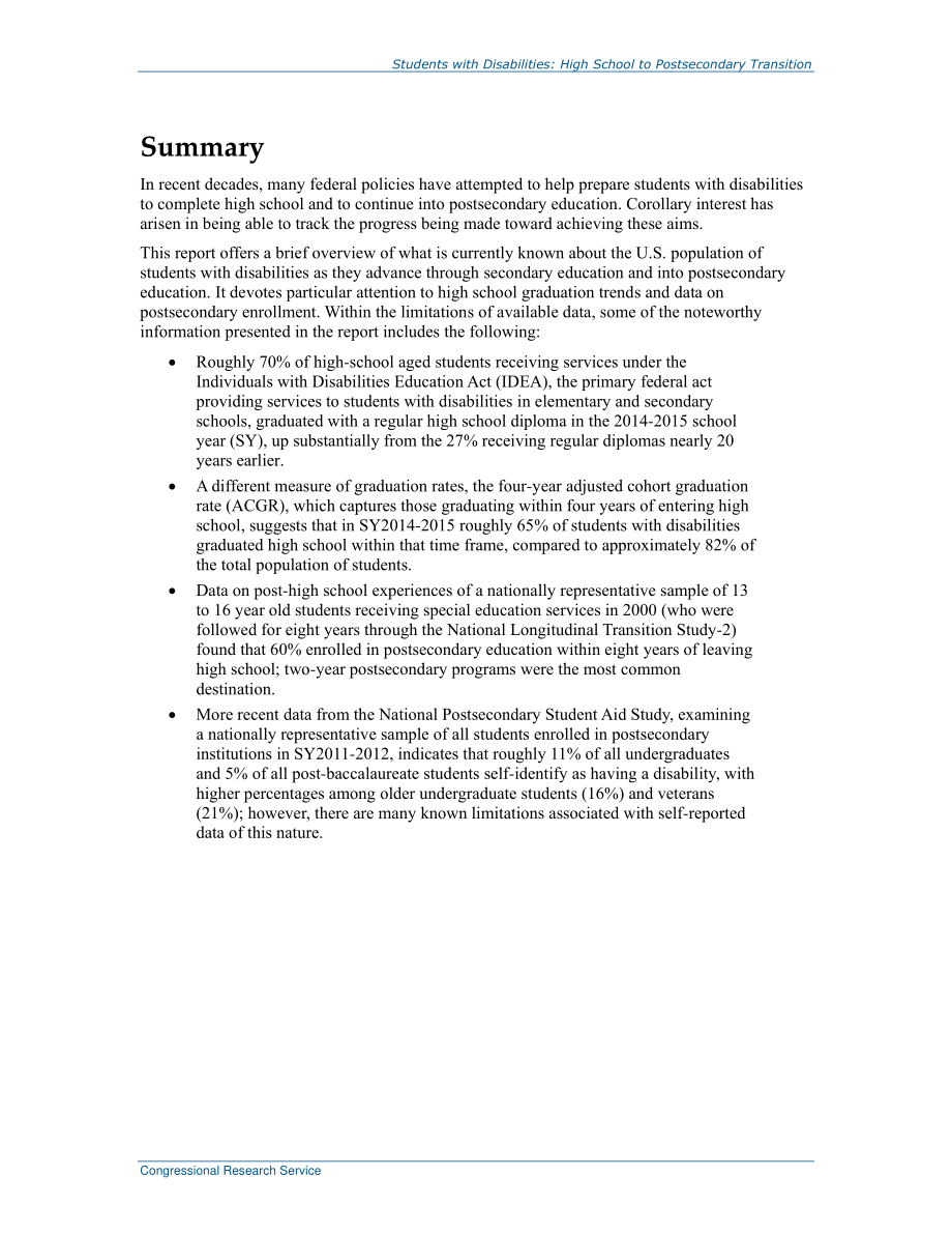 [20170710]R44887_高中毕业并进入中学后教育的残疾学生：简言之 .pdf_第2页