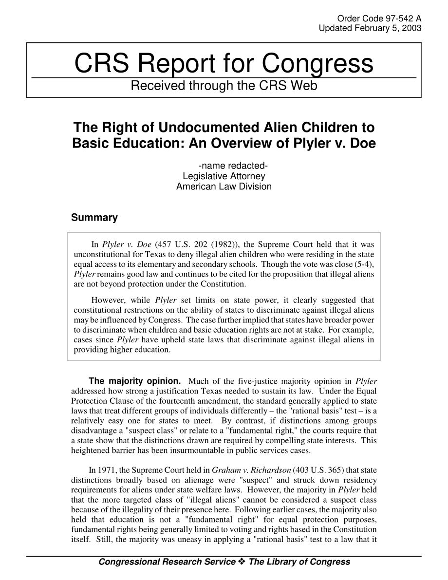[20030205]97-542_无证件外籍儿童接受基础教育的权利：普利勒诉美国能源部概述.pdf_第1页