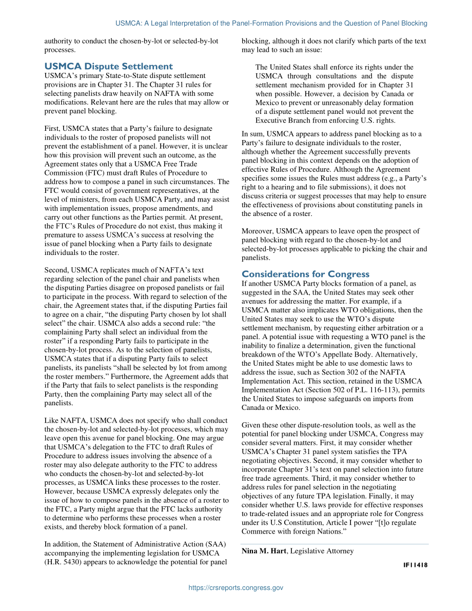 [20200130]IF11418_USMCA：对专家组组成条款和专家组阻止问题的法律解释.pdf_第2页