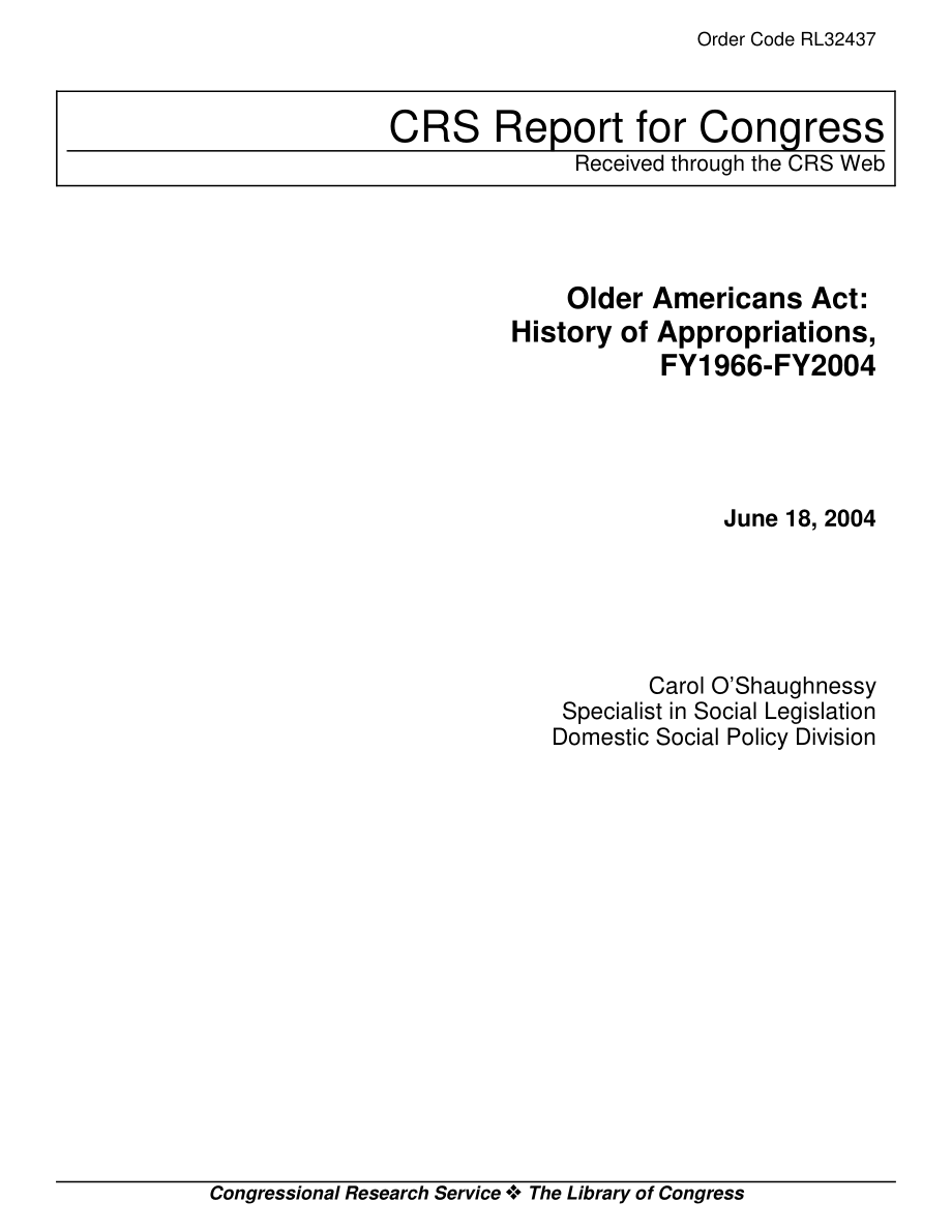 [20040618]RL32437_美国老年人法案：1966-2004财年拨款历史.pdf_第1页