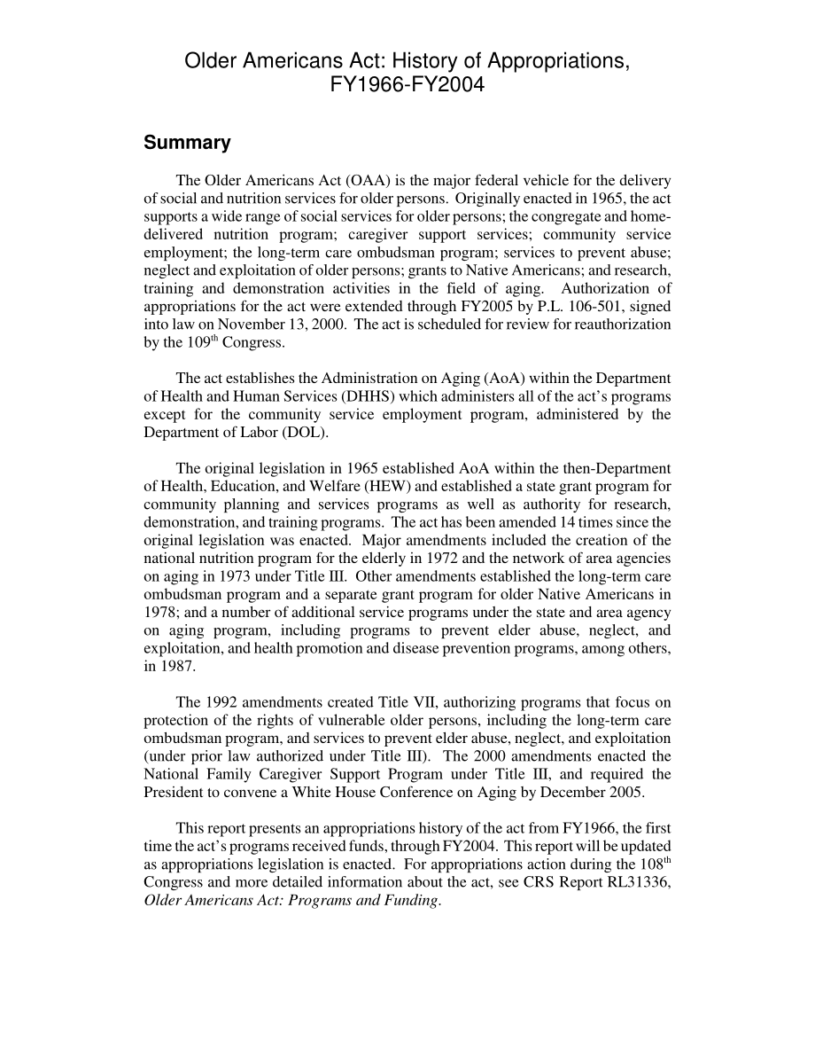 [20040618]RL32437_美国老年人法案：1966-2004财年拨款历史.pdf_第2页