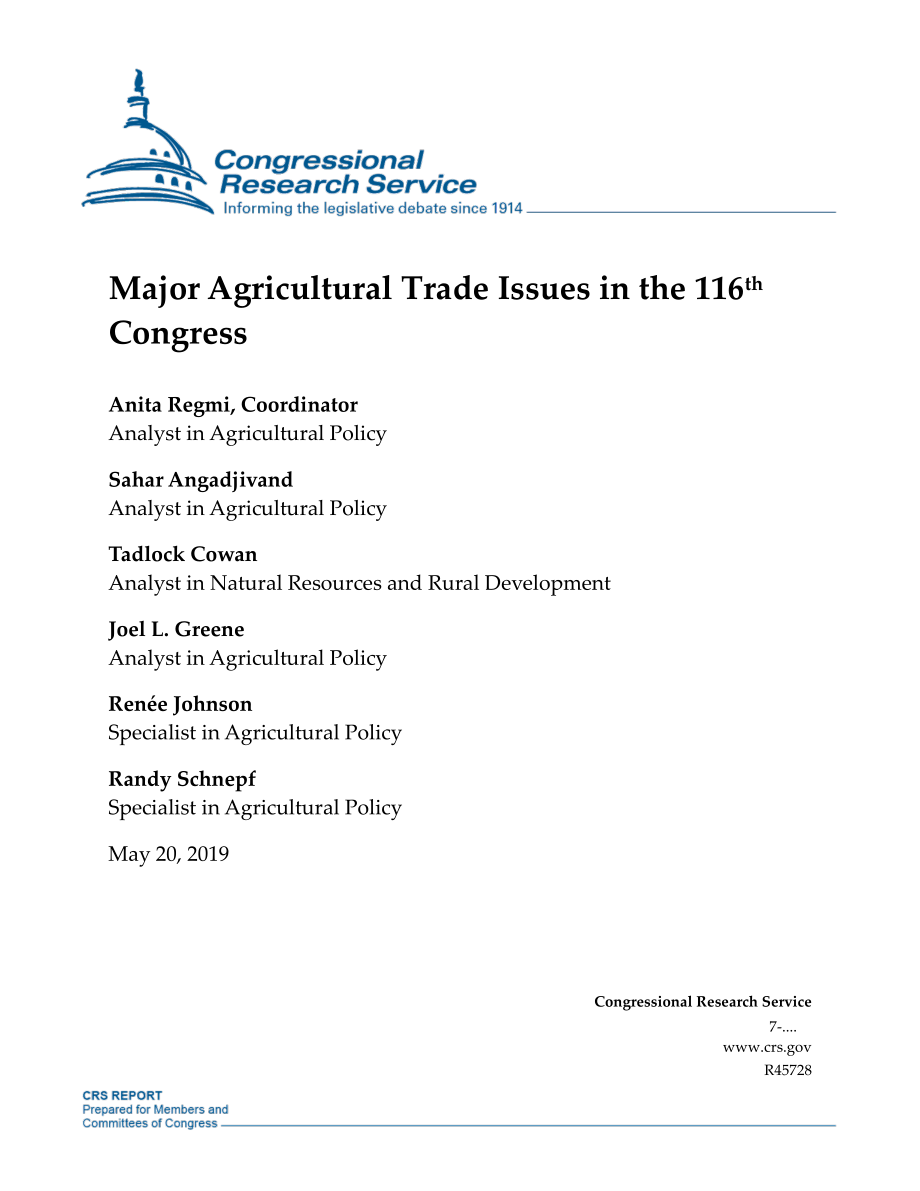 [20190520]R45728_第116届大会的主要农产品贸易问题.pdf_第1页
