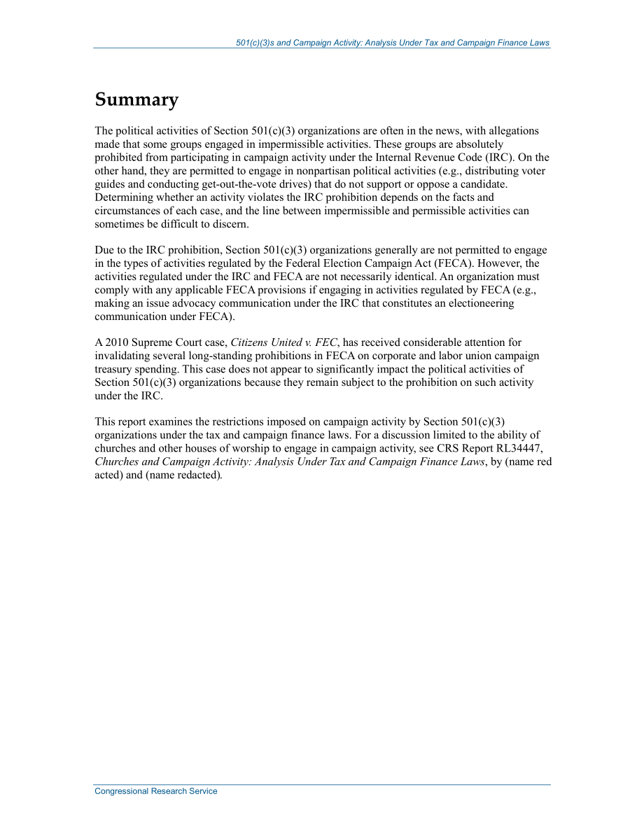 [20130910]R40141_501（c）（3）s和活动：税收和竞选融资法下的分析.pdf_第2页