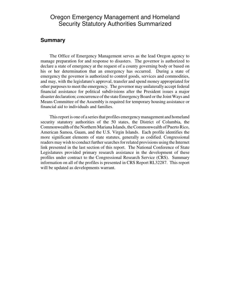 [20040323]RL32328_俄勒冈州应急管理和国土安全法定机构总结.pdf_第2页