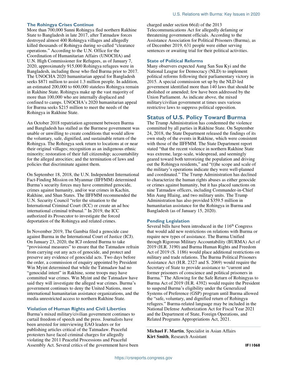[20200124]IF11068_美国与缅甸的关系：2020年的关键问题.pdf_第2页