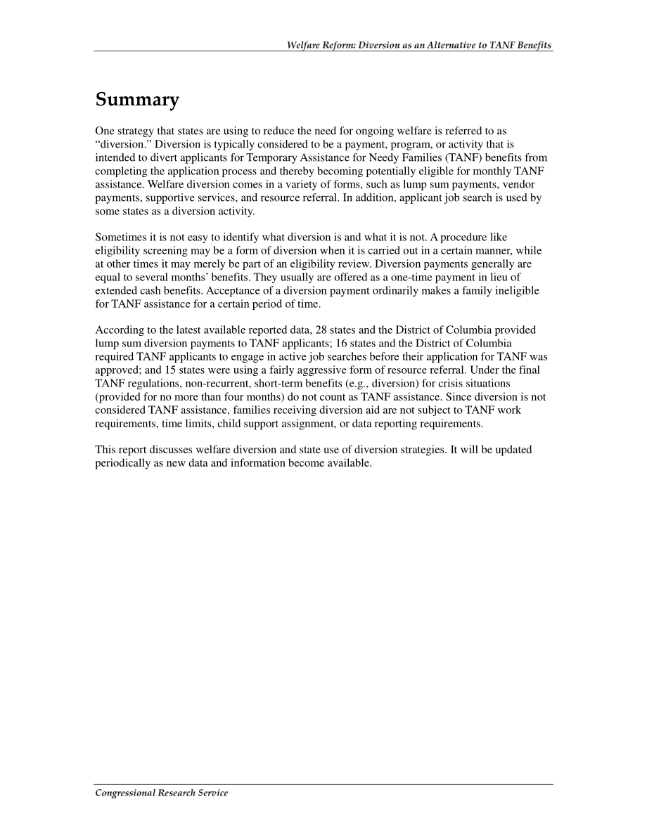 [20060616]RL30230_福利改革：转移作为TANF福利的替代方案.pdf_第2页