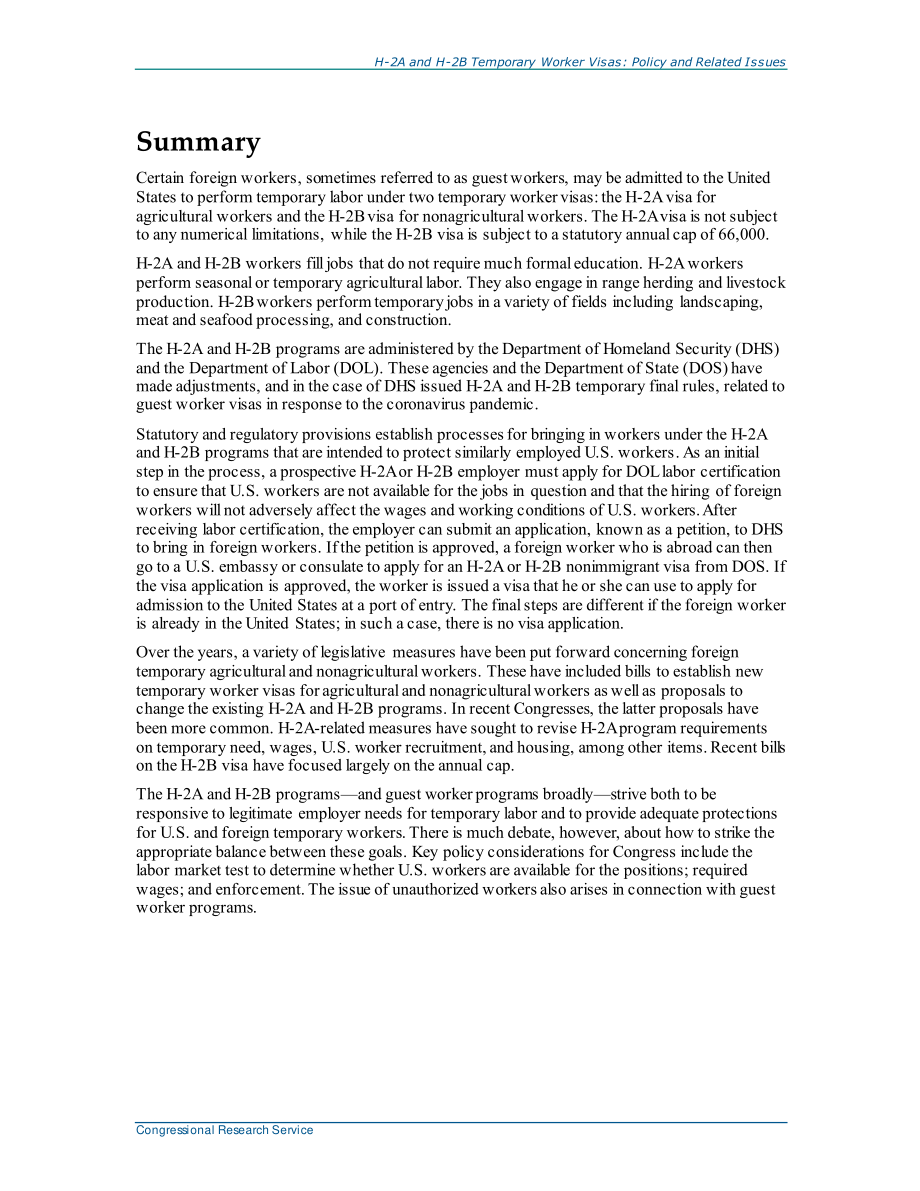 [20200609]R44849_H-2A和H-2B临时工签证：政策和相关问题.pdf_第2页
