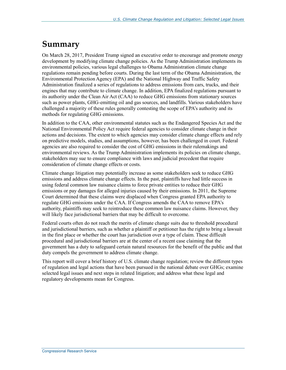 [20170413]R44807_美国气候变化法规和诉讼：选定的法律问题.pdf_第2页