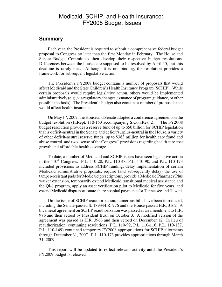 [20080109]RL33866_医疗补助、SCHIP和健康保险：2008财年预算问题.pdf_第2页