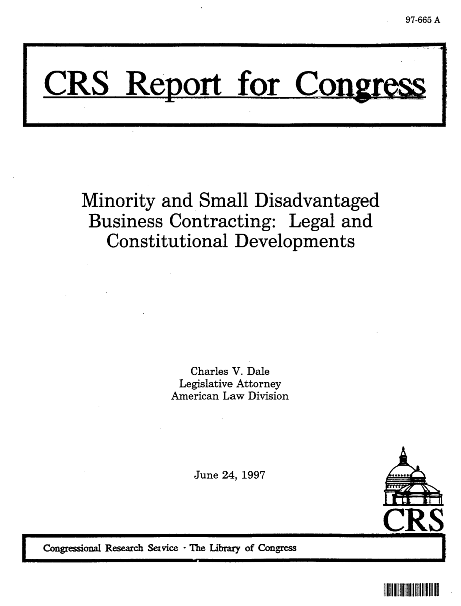 [19970624]97-665_少数民族和弱势小企业承包：法律和宪法发展.pdf_第1页