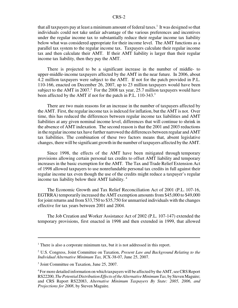 [20081009]RS22909_个人最低替代税：第110届国会的立法活动.pdf_第2页