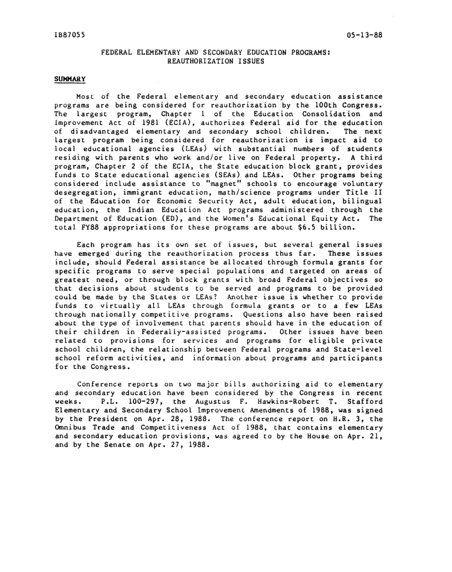 [19880513]IB87055_联邦初等和中等教育计划：重新授权问题.pdf_第3页