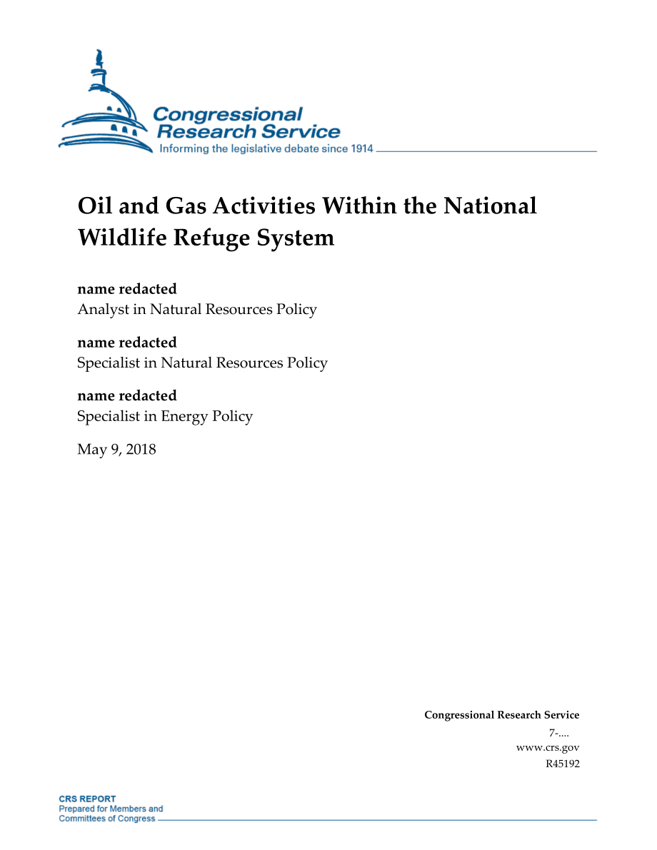 [20180509]R45192_国家野生动物保护区系统内的石油和天然气活动.pdf_第1页