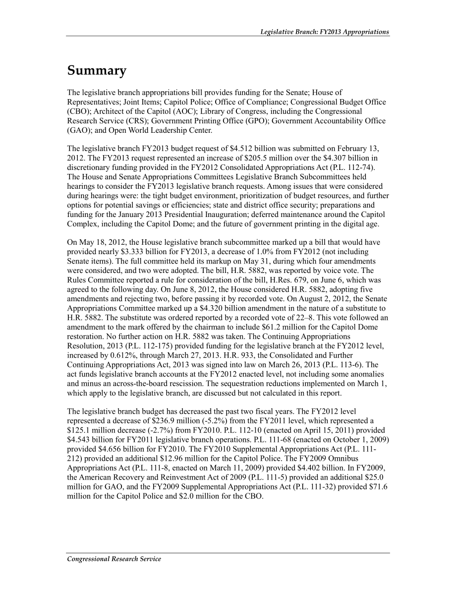 [20130502]R42500_立法部门：2013财年拨款.pdf_第2页