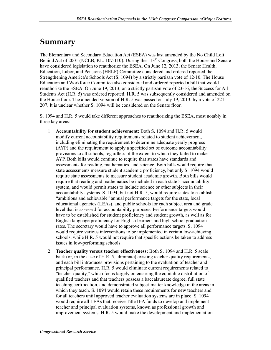 [20130730]R43146_第113届大会ESEA重新授权提案：主要特征比较.pdf_第2页
