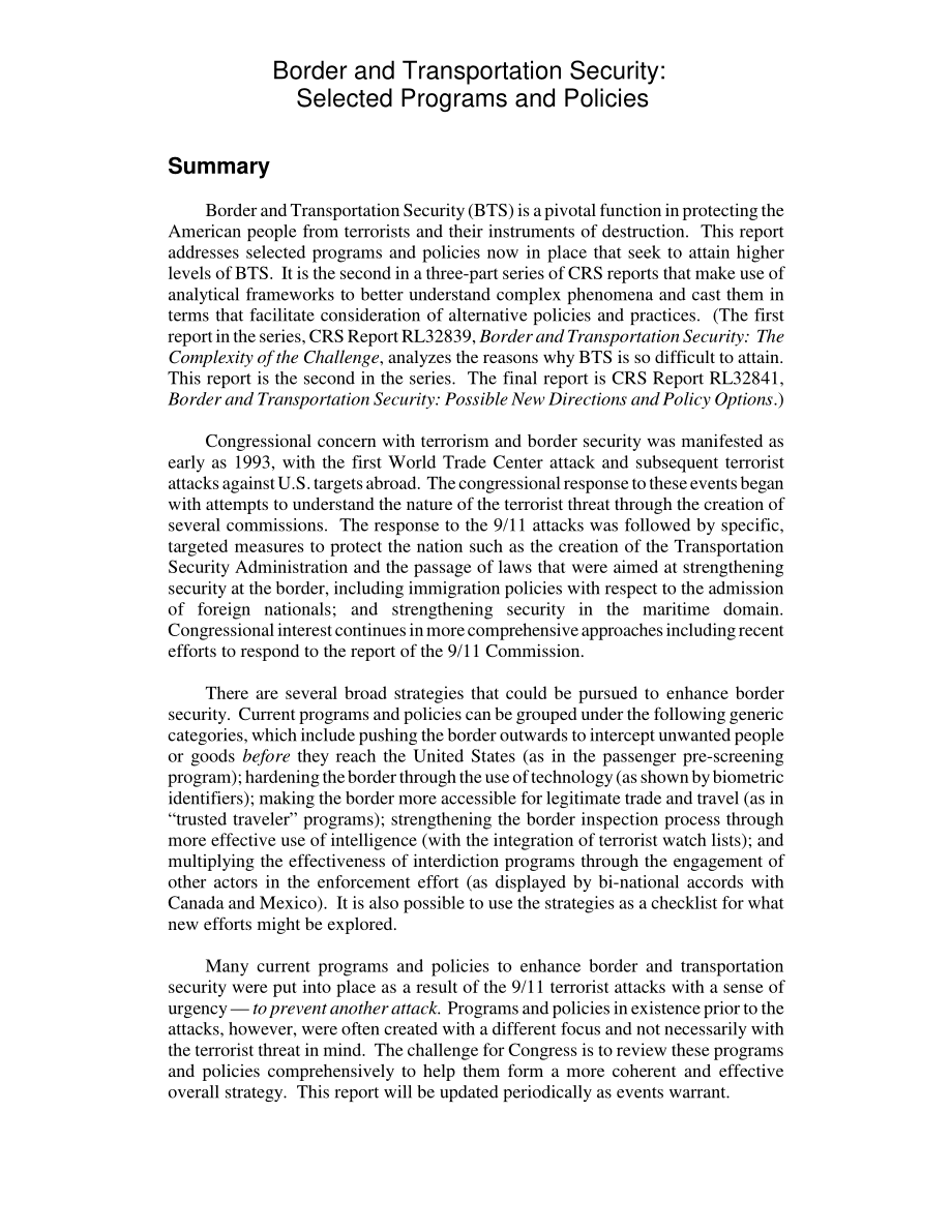 [20050329]RL32840_边境和运输安全：选定的计划和政策.pdf_第2页