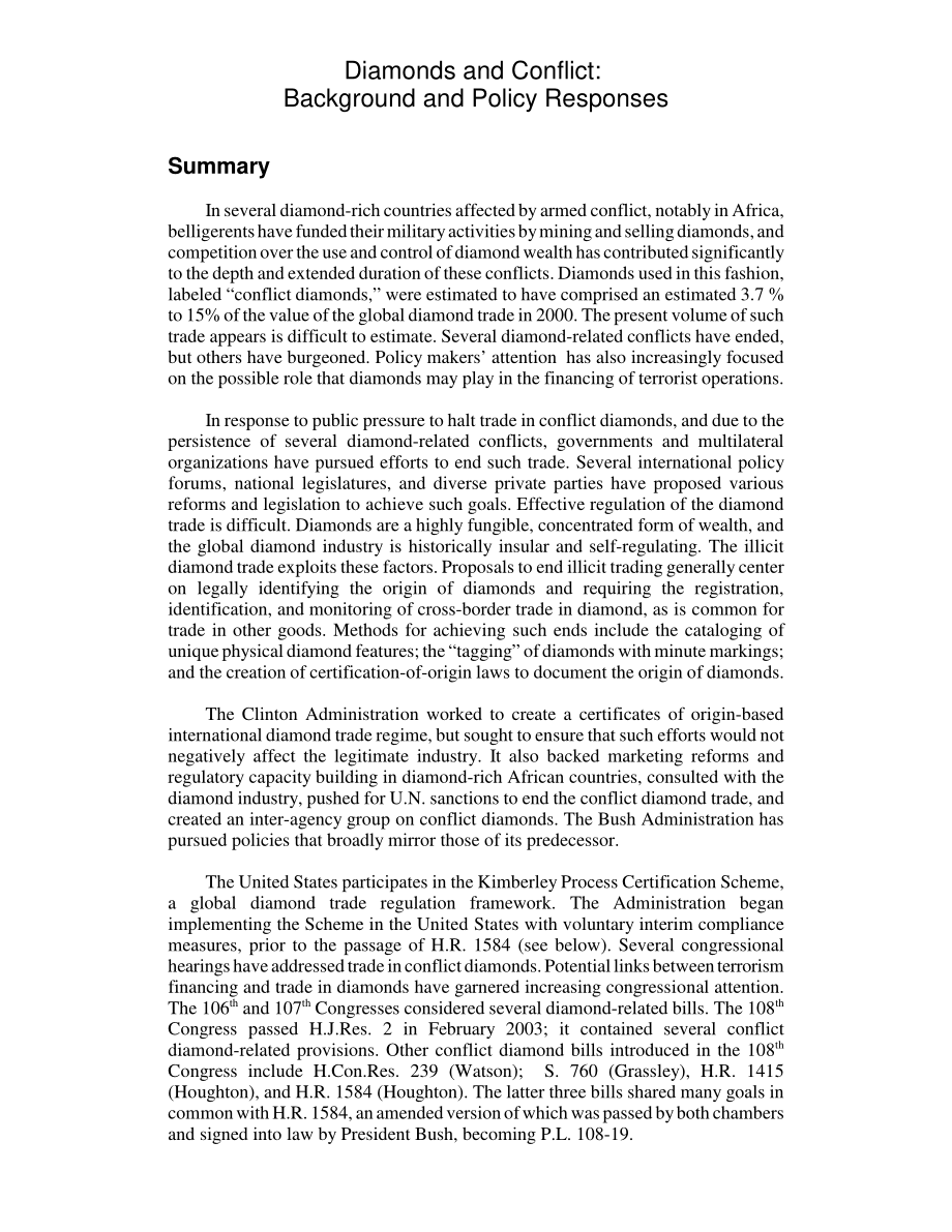 [20030716]RL30751_钻石与冲突：背景、政策和立法.pdf_第2页