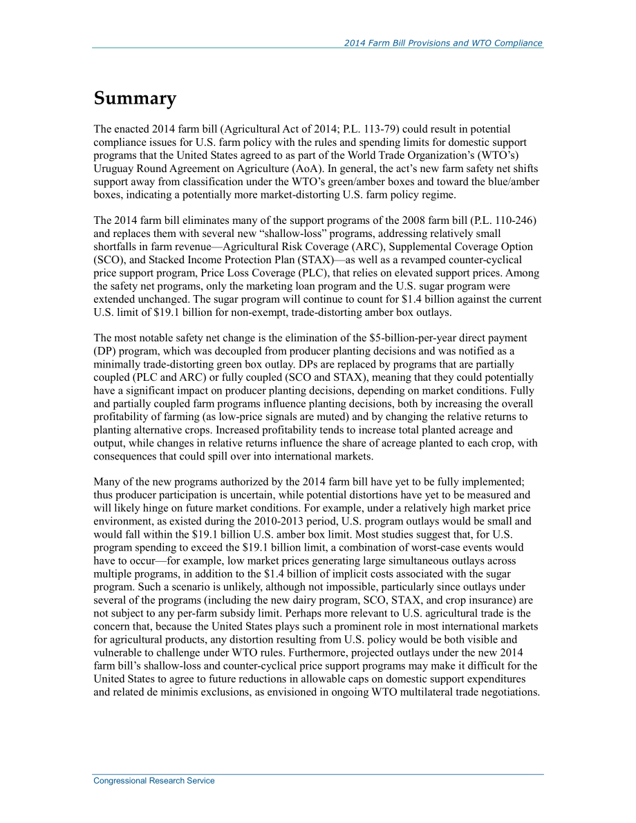 [20150422]R43817_2014年农业法案条款与WTO合规.pdf_第2页