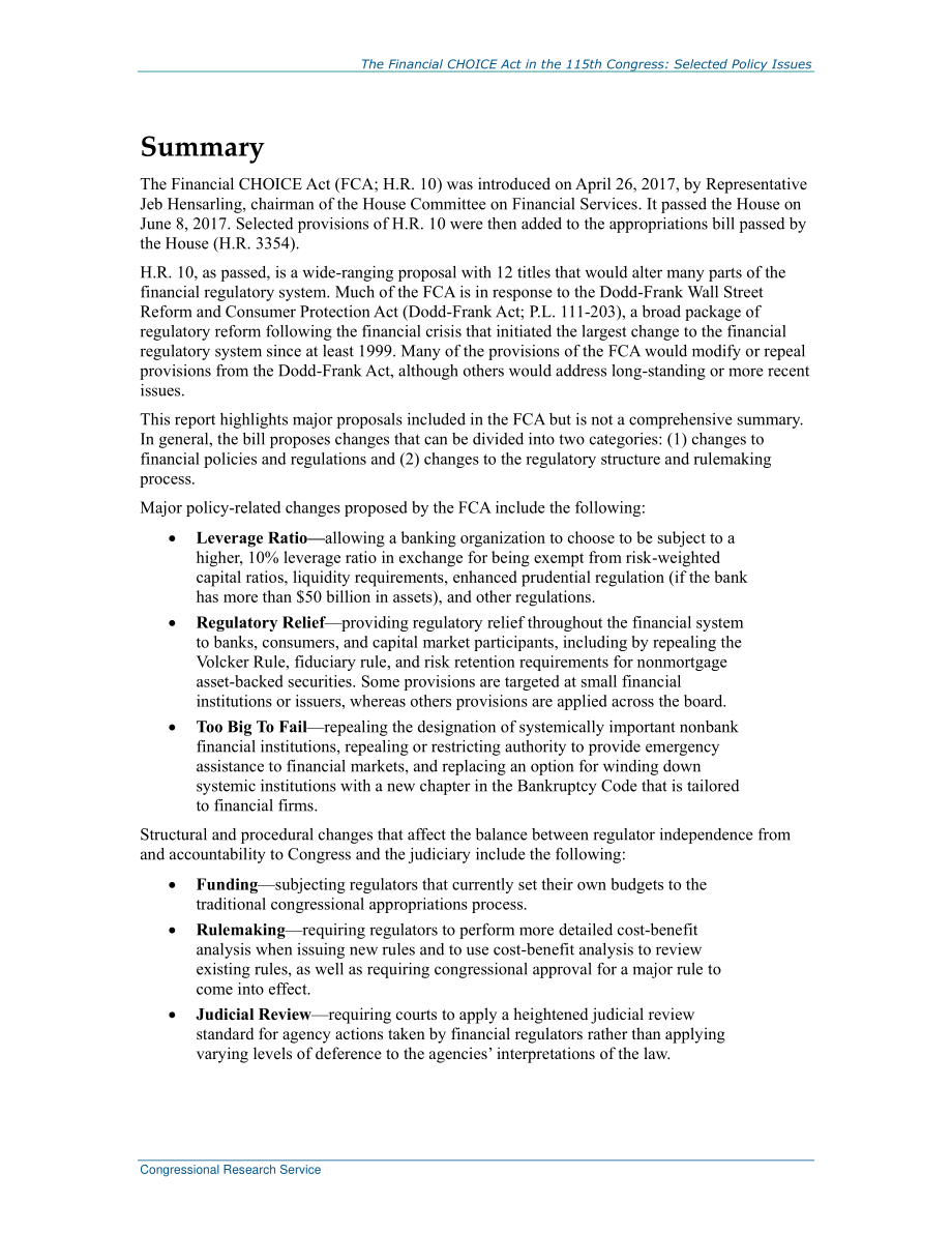[20170918]R44839_第115届国会金融选择法案：选定的政策问题.pdf_第2页