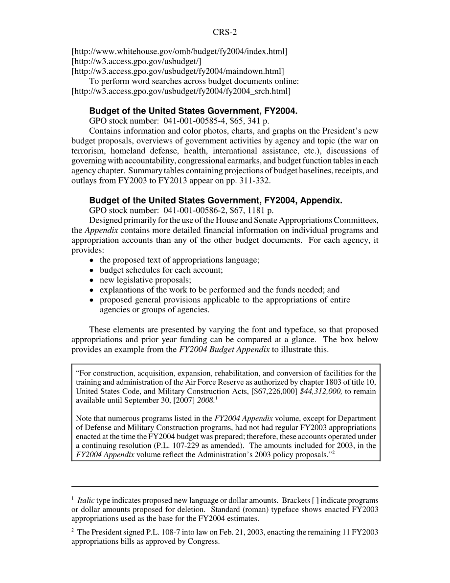 [20030310]RS21456_2004财年预算文件：互联网接入和GPO可用性.pdf_第2页