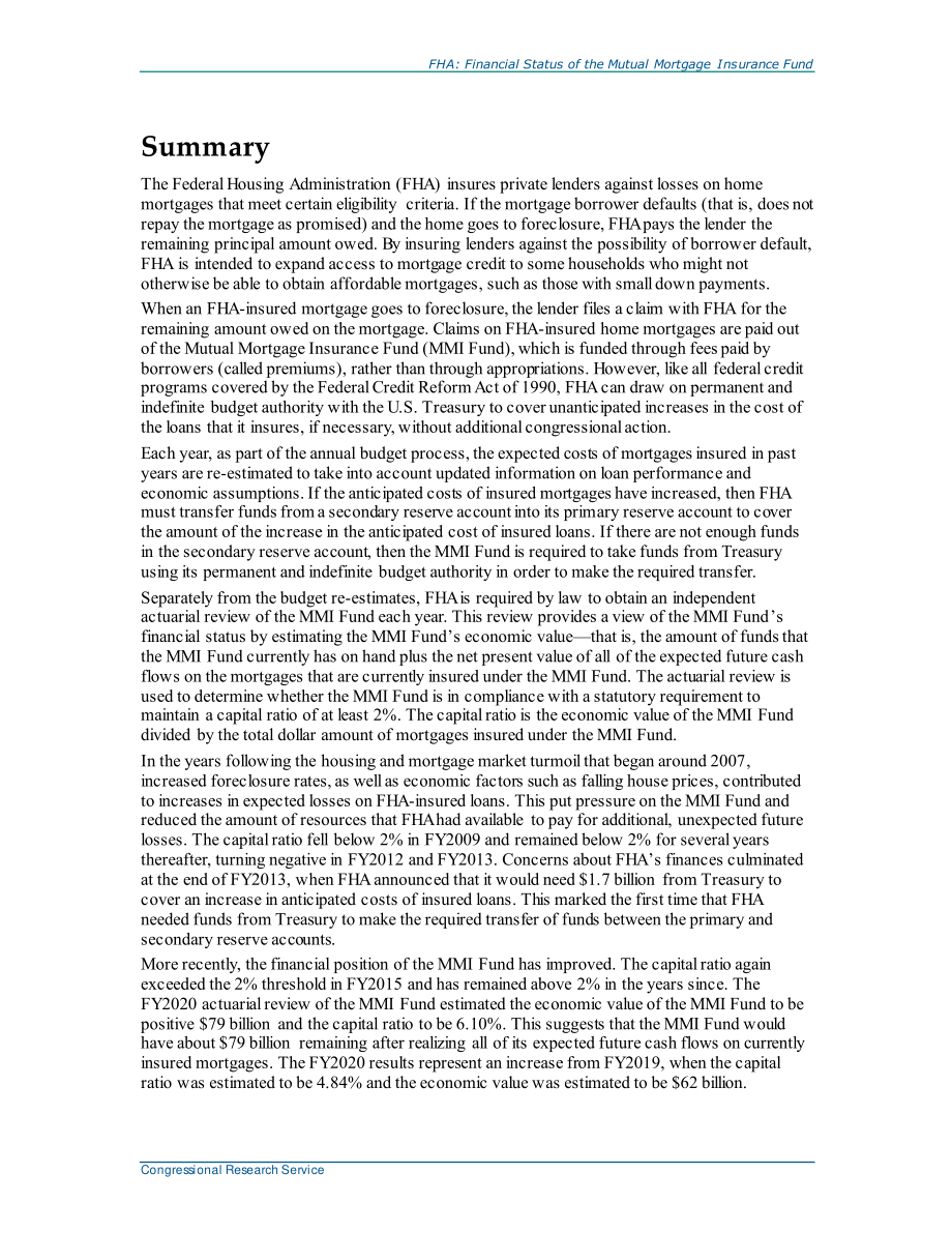 [20210223]R42875_FHA单一家庭抵押保险：共同抵押保险基金（MMI基金）的财务状况.pdf_第2页