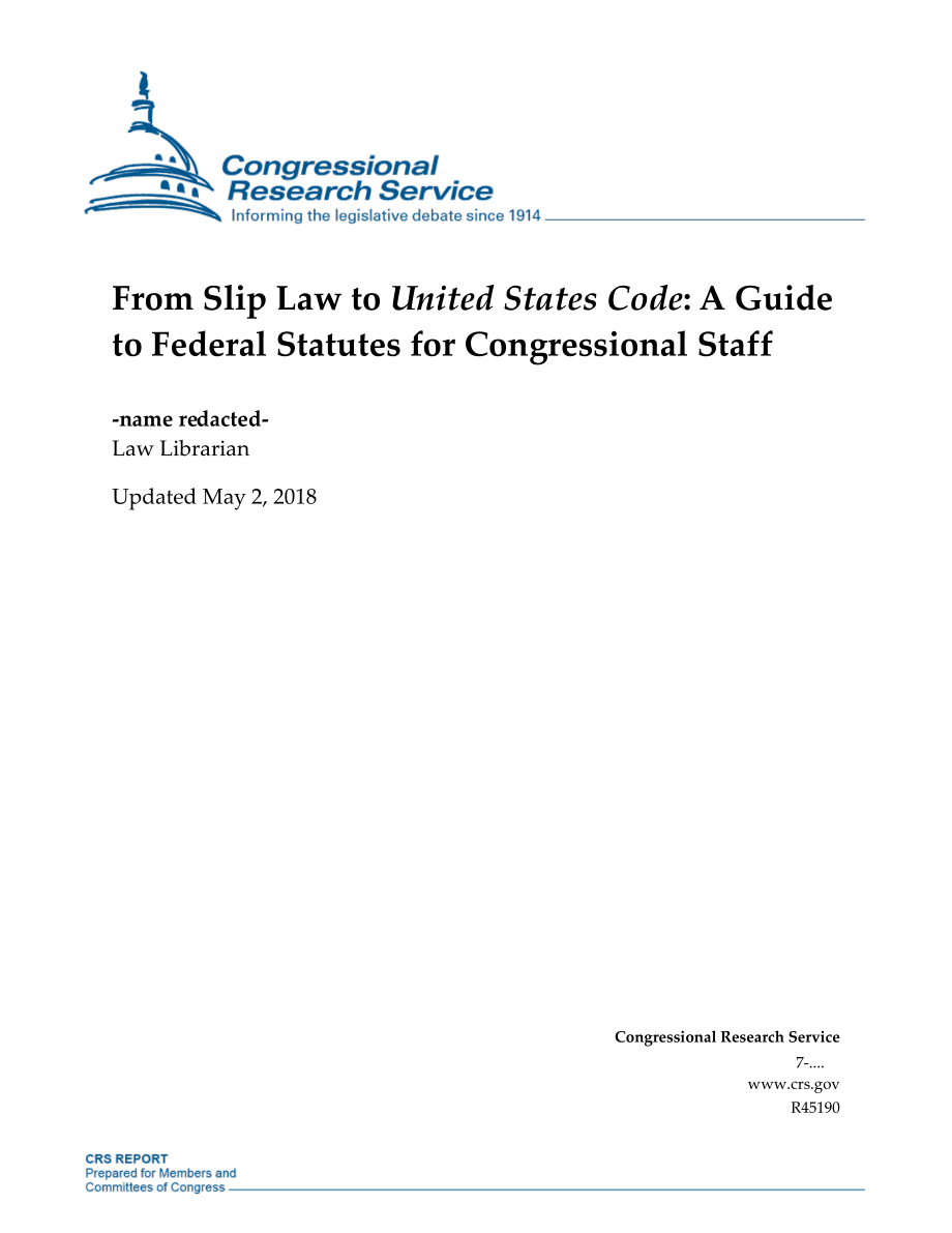 [20180502]R45190_从滑移法到美国法典：国会工作人员联邦法规指南.pdf_第1页