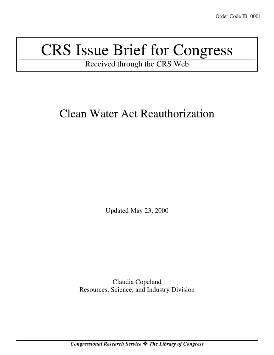 [20000523]IB10001_《清洁水法》重新授权.pdf_第1页