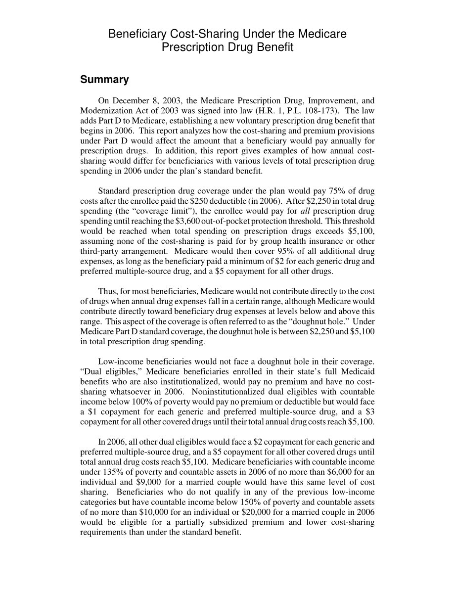 [20050120]RL31525_医疗保险处方药福利下的受益人成本分摊.pdf_第2页