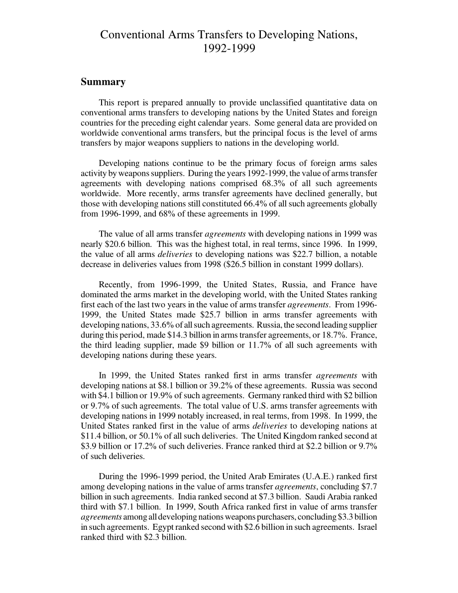 [20000818]RL30640_1992-1999年向发展中国家转让常规武器.pdf_第2页